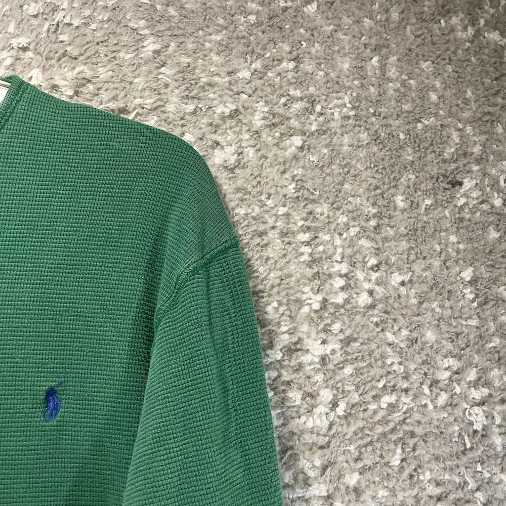 Polo Ralph Lauren Green L Waffle Knit Pullover Sweatshirt Top Casual Lounge